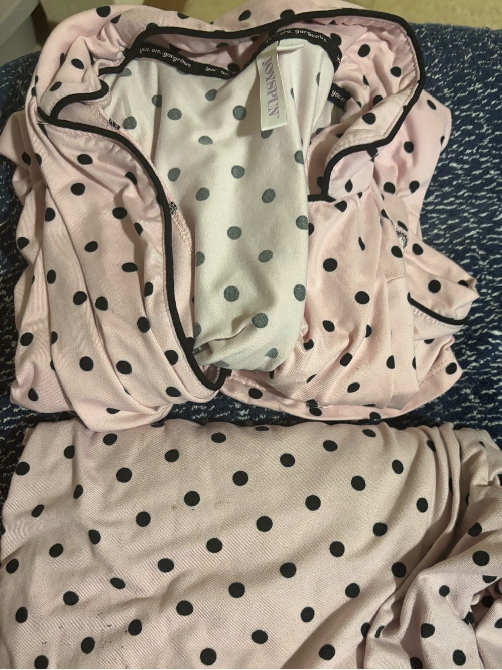 Natori Pink Polka Dot Pajama Set with Black Trim